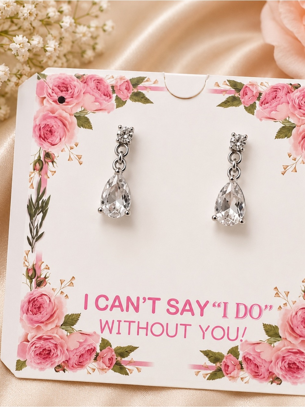 NEW Bridesmaid Silver Teardrop Fashion Earrings